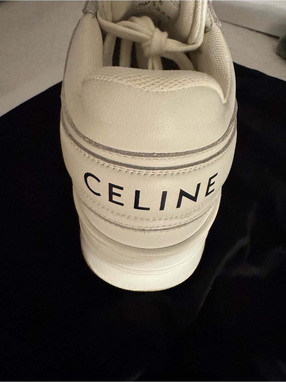 Celine White Leather Logo Heel Sneaker